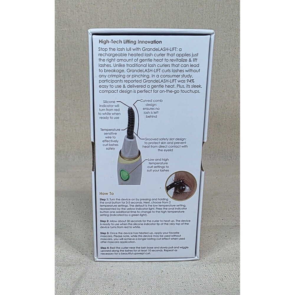 Grande Cosmetics LASH-LIFT Heated Lash Curler Long Lasting W/USB Cord NIB - Picture 3 of 6